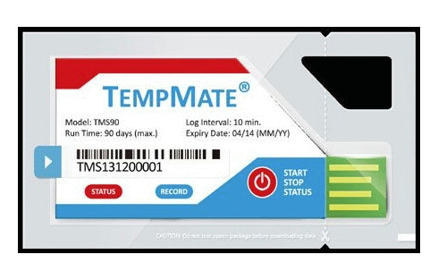 TempMate, wasserdichter lebensmitteltauglicher Einweg-Temperaturlogger in VisitenkartengrÃ¶ÃŸe. 