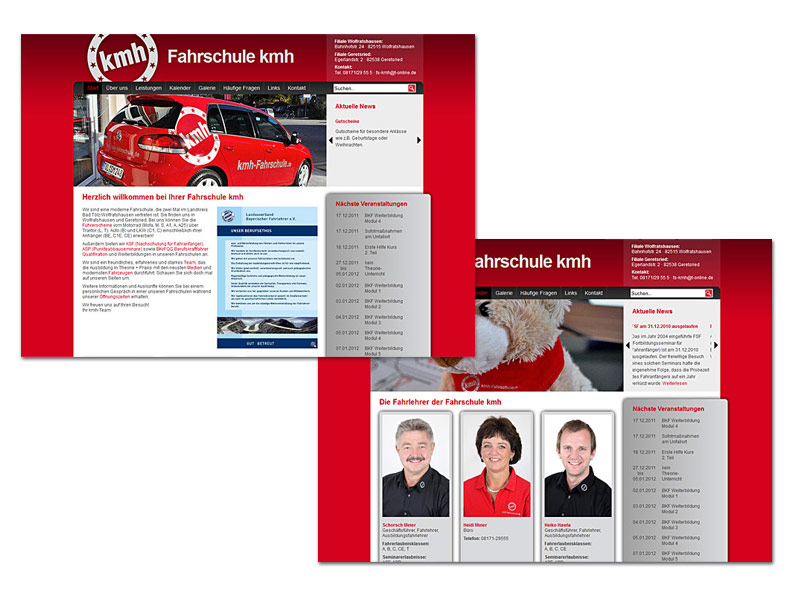 Website Fahrschule kmh - Branche: Fahrschule