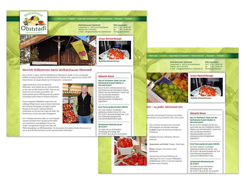 Website Wolfratshauser Obststadl - Branche: Obst- und GemÃ¼sefachmarkt