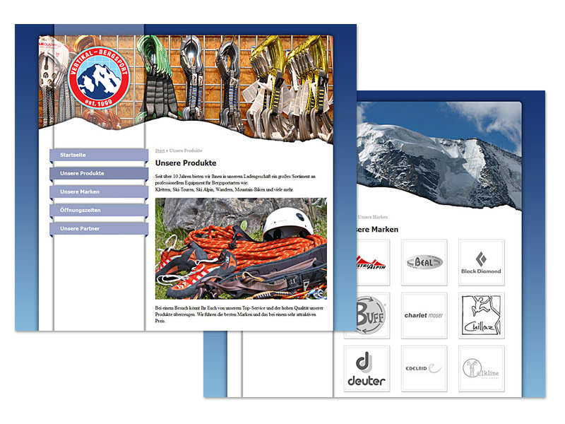Website Vertikal 24 - Branche: Bergsport-Ausstattung